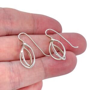 Estate Sterling Silver 925 Twisted Ribbon Dangle Earrings